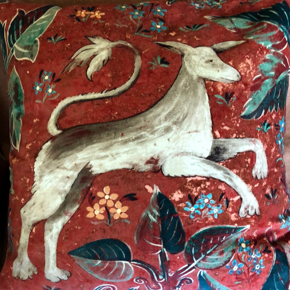 Medieval Doe Deer Animal Tapestry Look Pillow